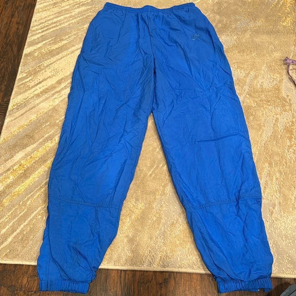 Nike Windbreaker Pants Mens Sz XL Swoosh Nylon Ankle Zip Vintage Navy 90s GUC